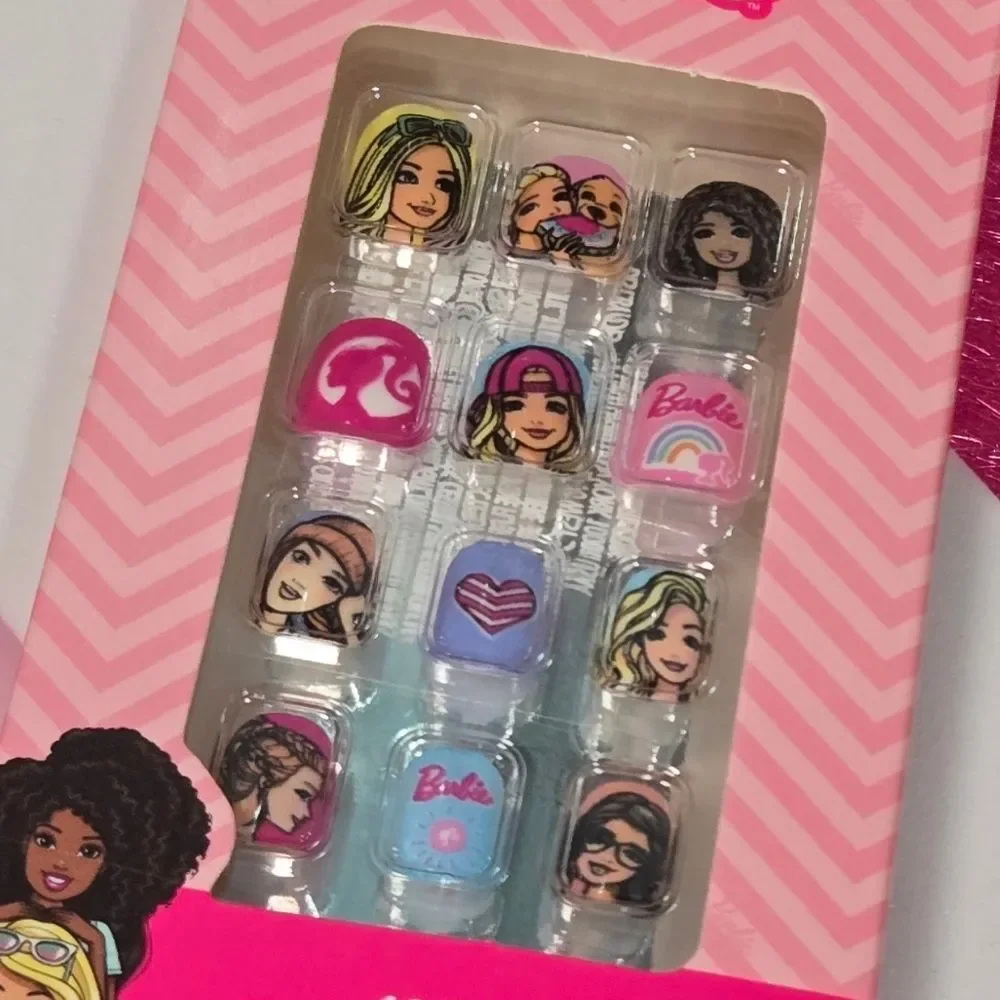 Barbie Kids Press On Nails – Girls Barbiecore Pink Nail Set Dress Up Gift